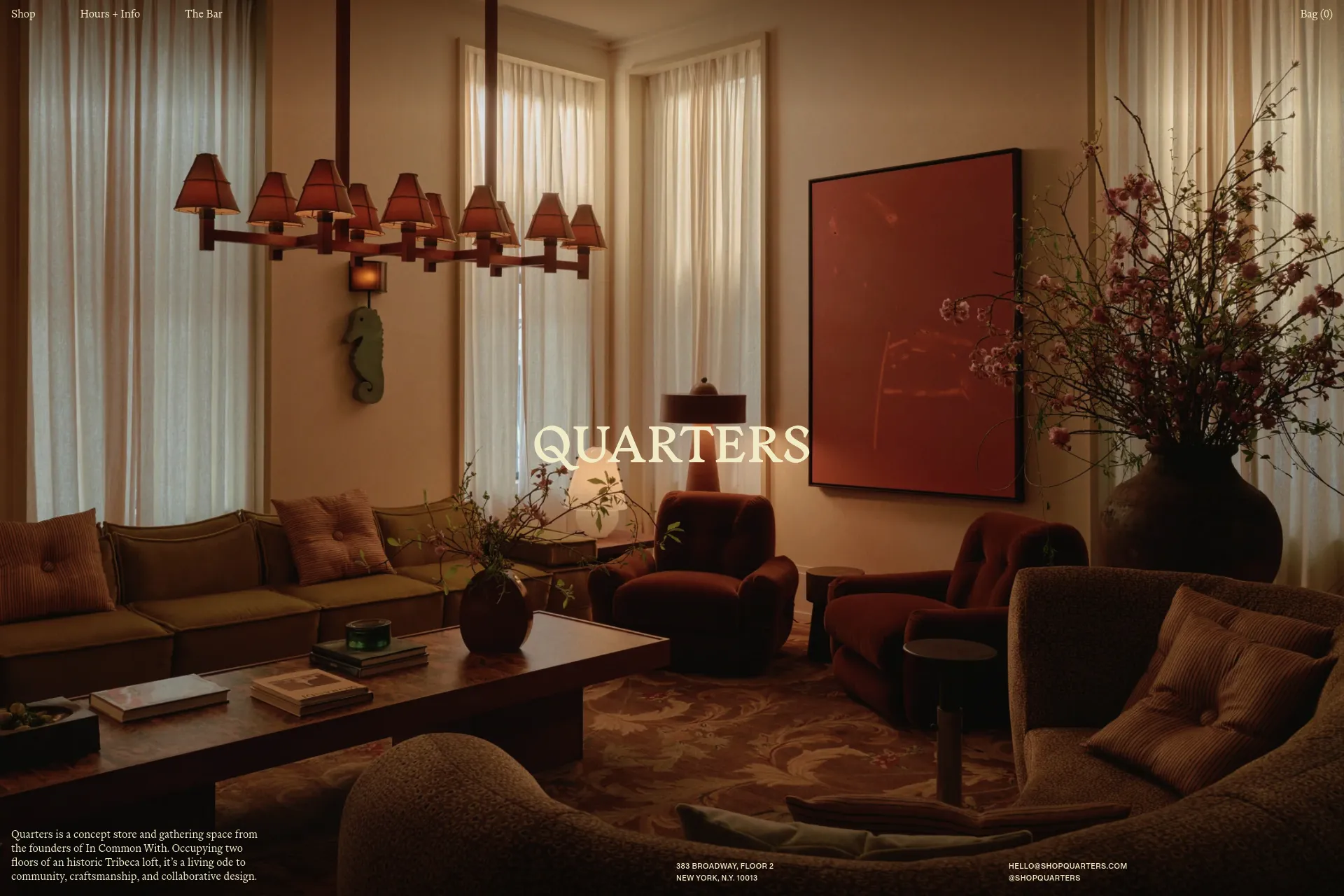 Screenshot of Quarters website