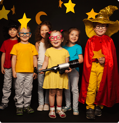 Students developing acting skills and stage presence in after school theater and acting enrichment program