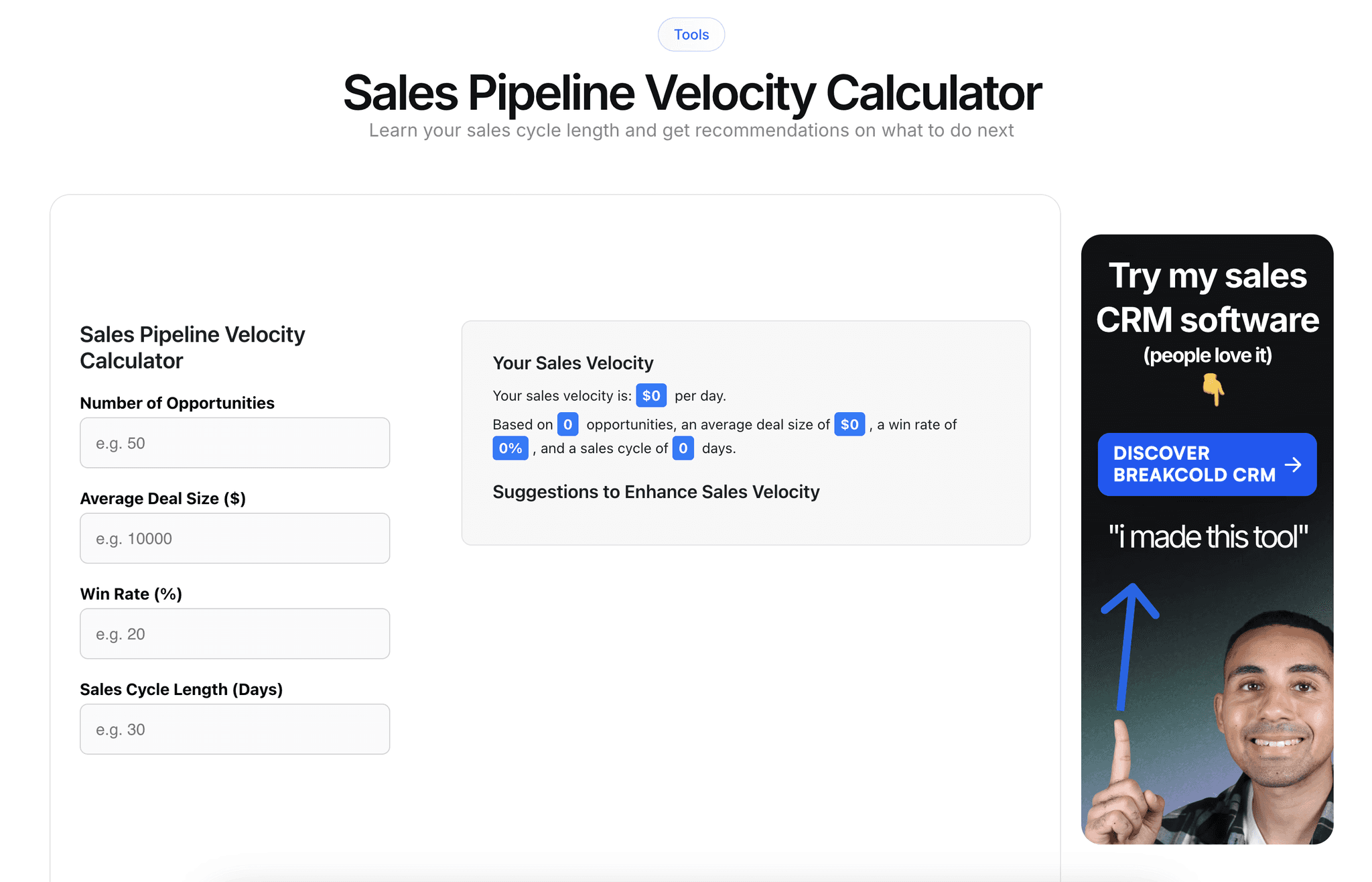 Sales Pipeline Velocity Calculator