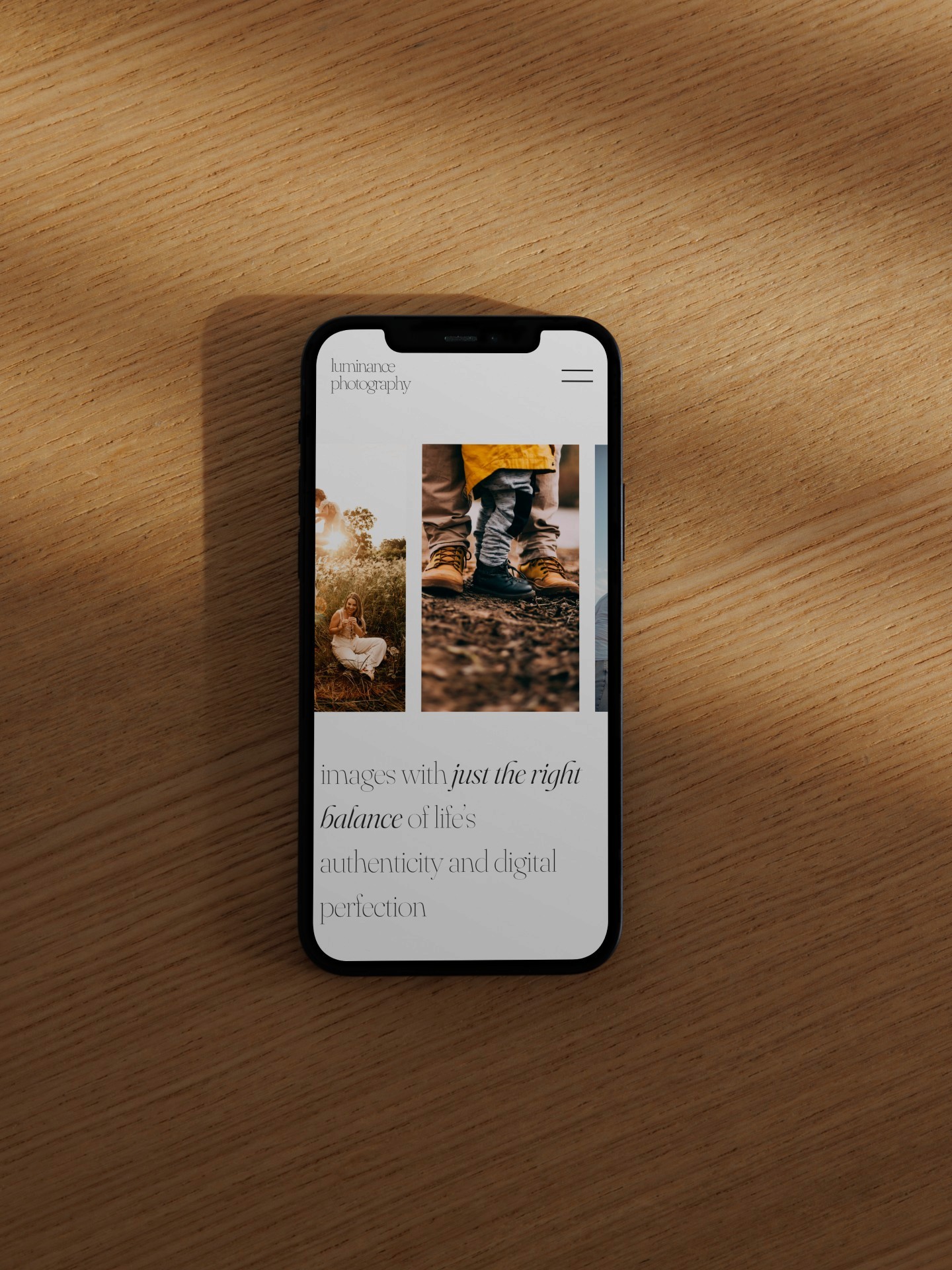 Luminance template front page on an iPhone
