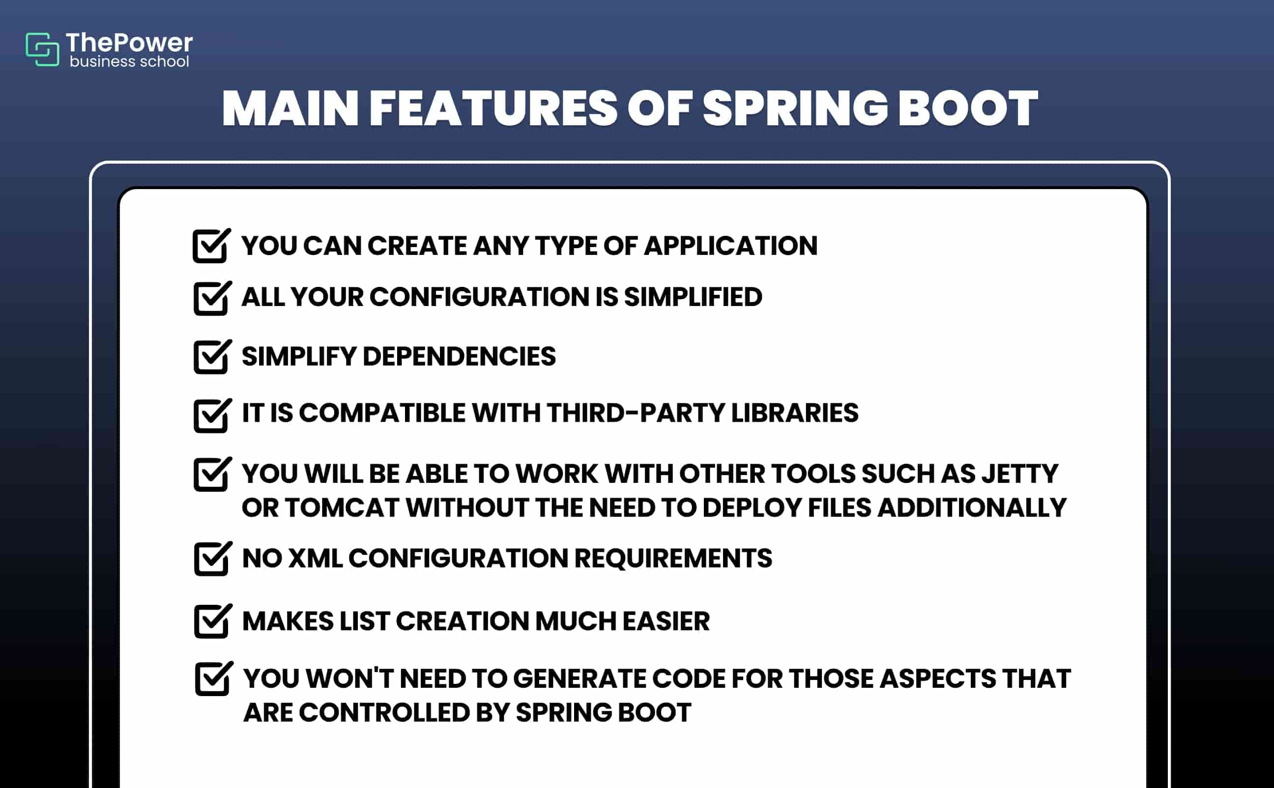 features of Spring Boot