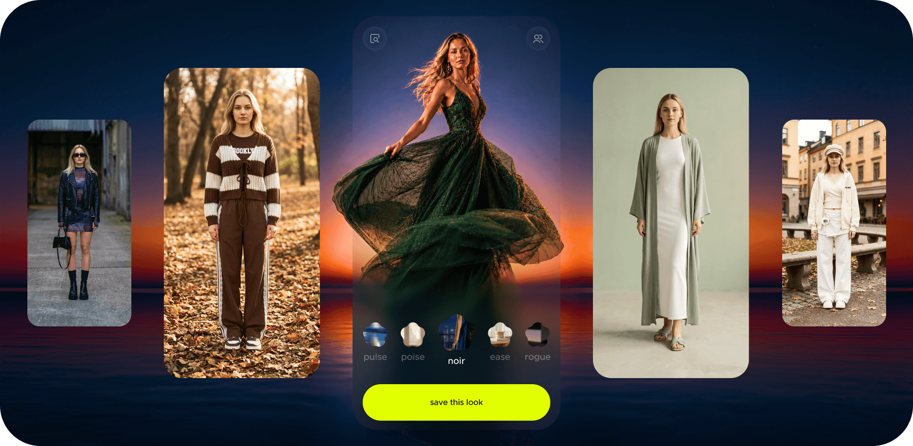 look browser with style moods pulse, poise, noir, ease and rogue