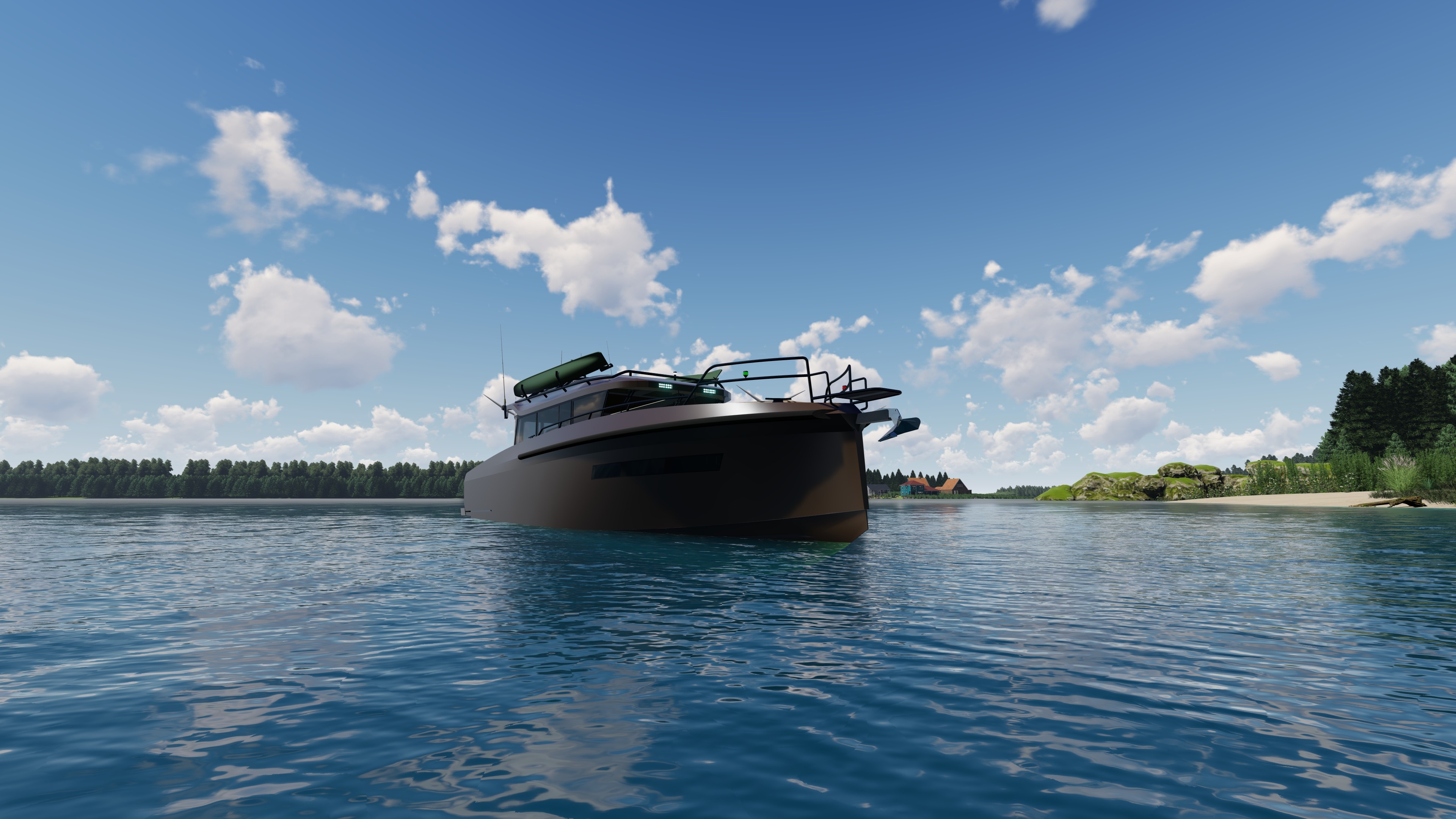 Hand-drawn naval architecture sketch of a high-performance trimaran, illustrating aerodynamic hulls and modern sailing yacht innovation.