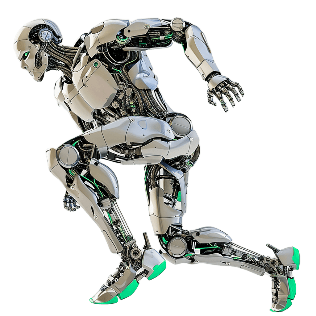 A humanoid robot kneeling