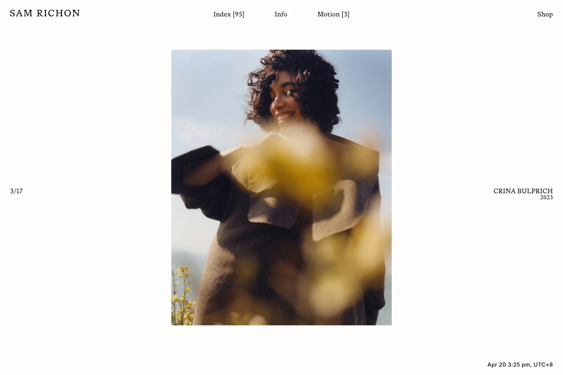 Screenshot of Sam Richon website