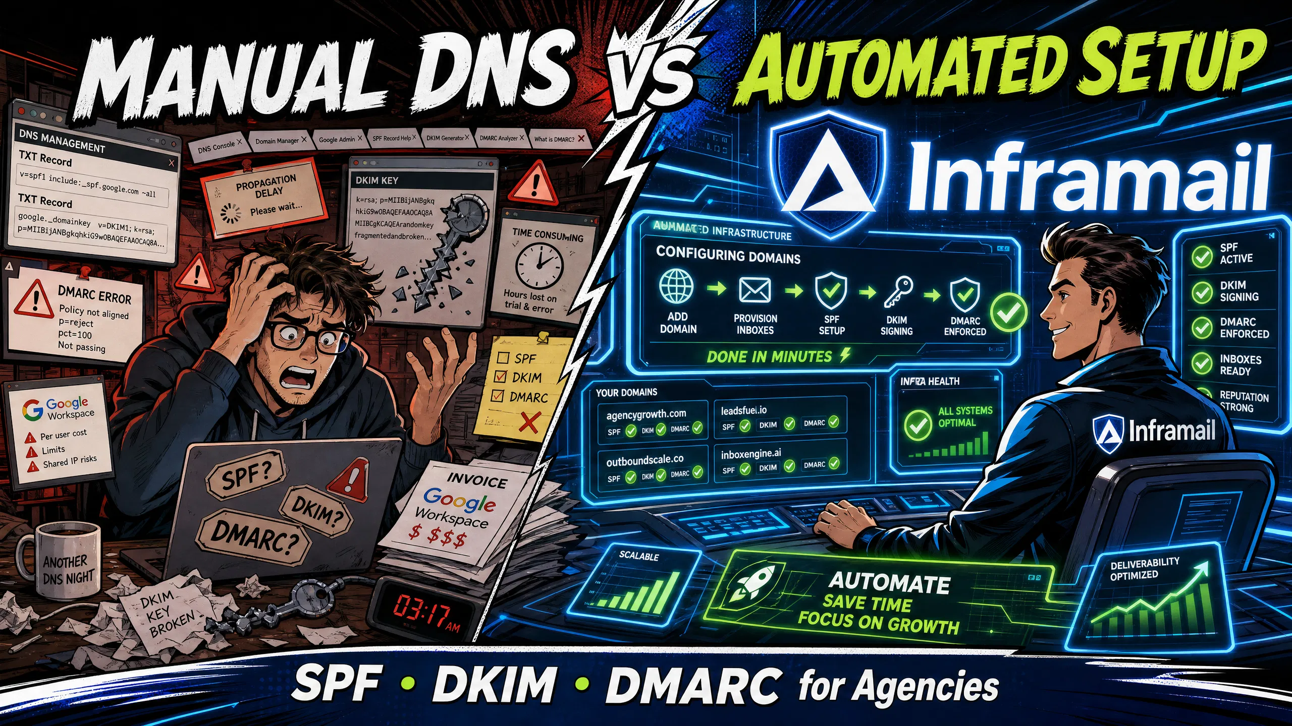 Manual vs. Automated SPF/DKIM/DMARC Setup: Time Cost and Risk Comparison for Agencies