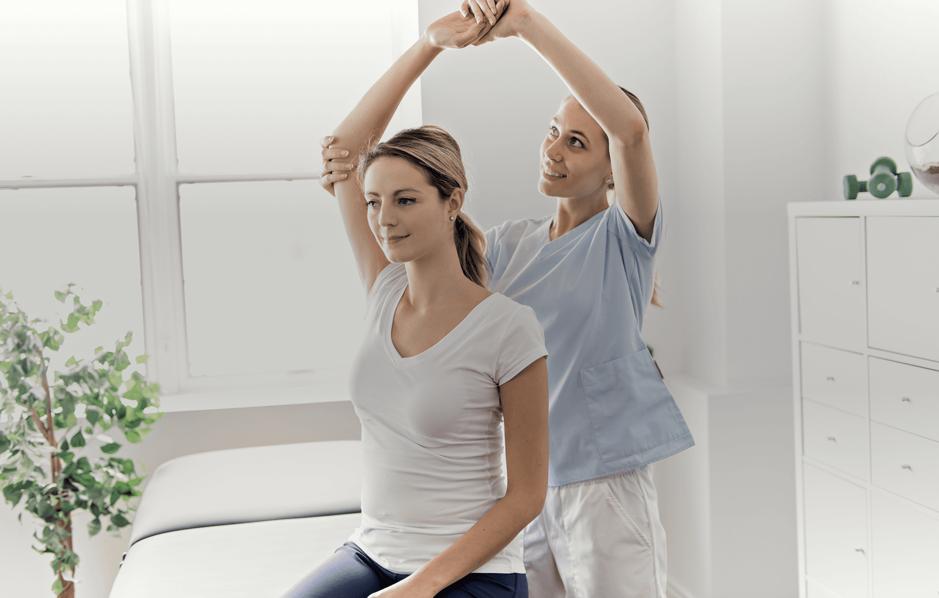 A young woman undergoing physiotherapy