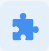 Blue puzzle piece icon representing reusable components and modular design.