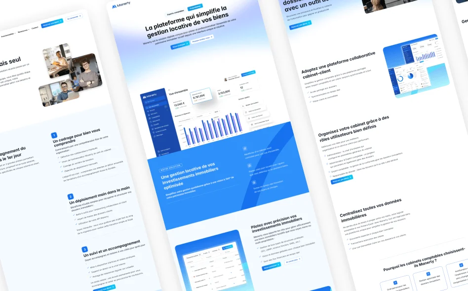 Un visuel avec plusieurs écrans du site Manerty