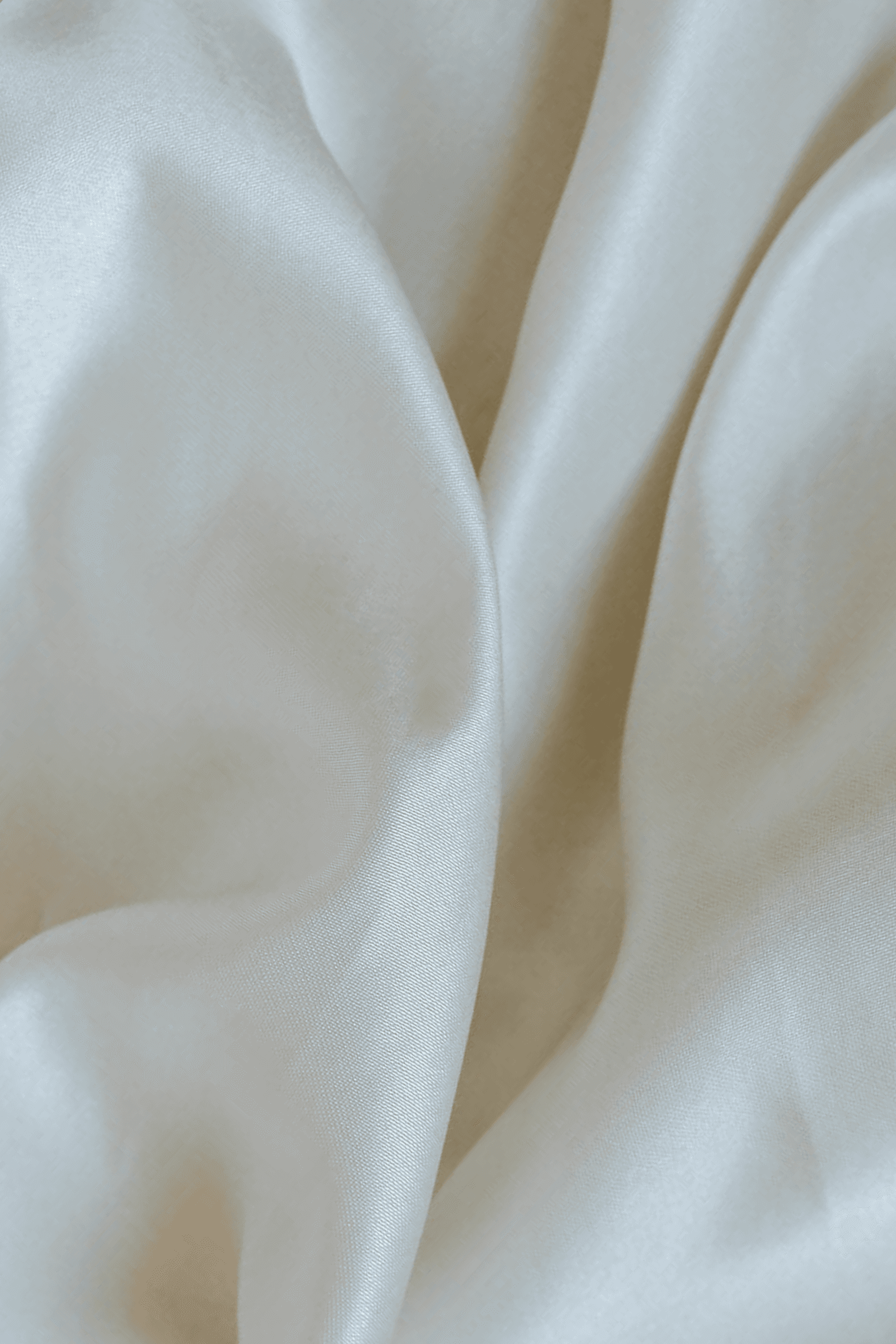 Closeup of rippled white silk fabric