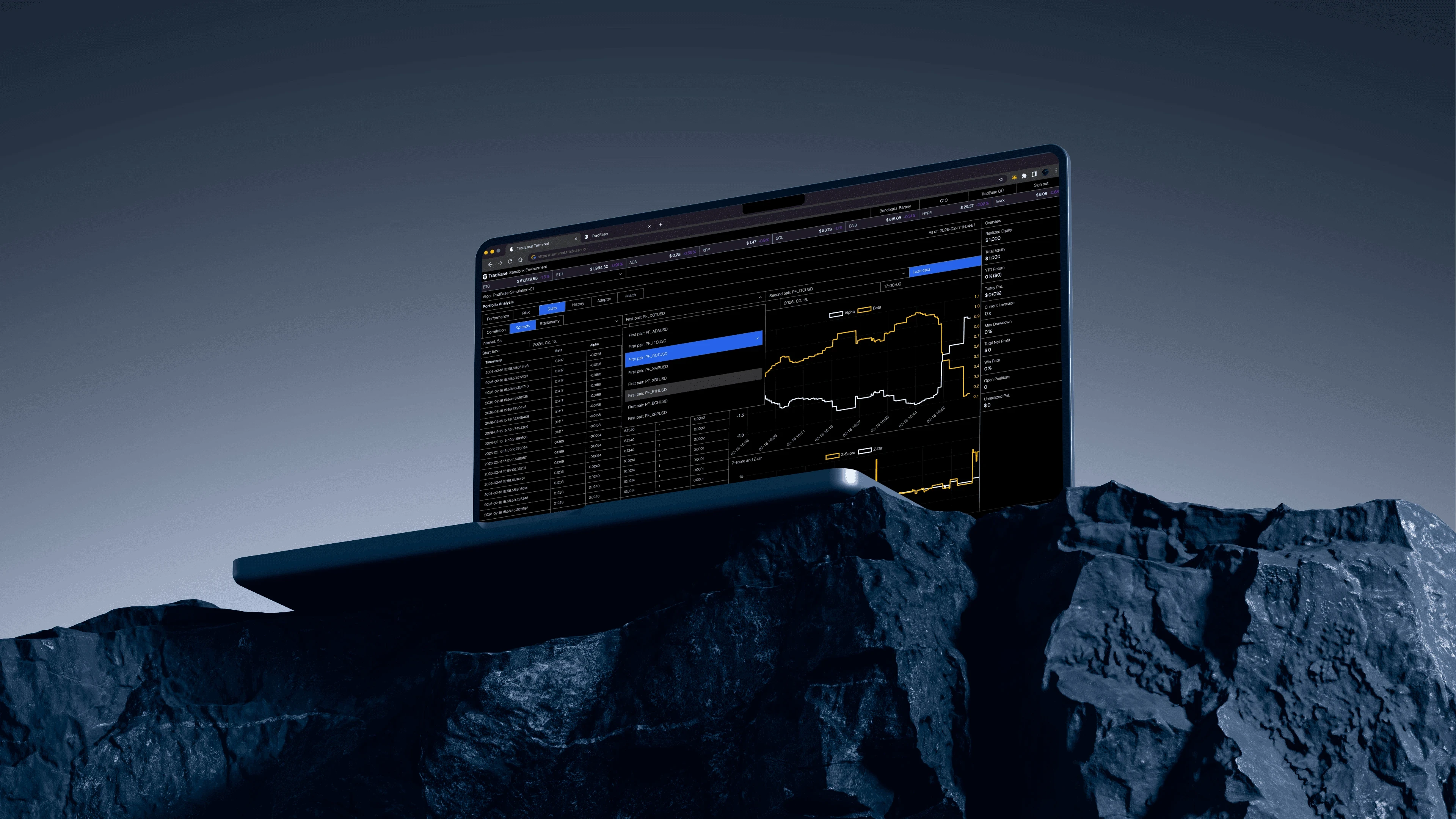 TradEase institutional trading infrastructure with control, strategy, execution, and connectivity layers