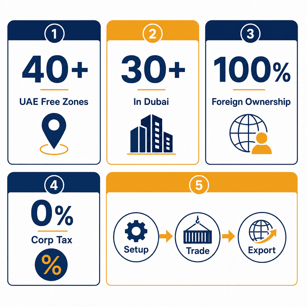Infographic: List of Free Zones in UAE: Complete Guide to All 40+ Zones