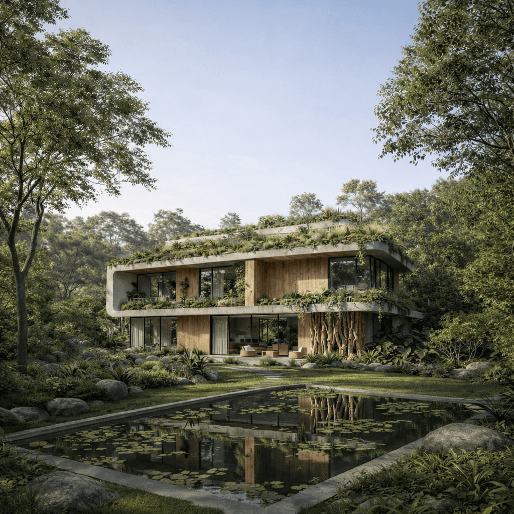 modern house in a forest
