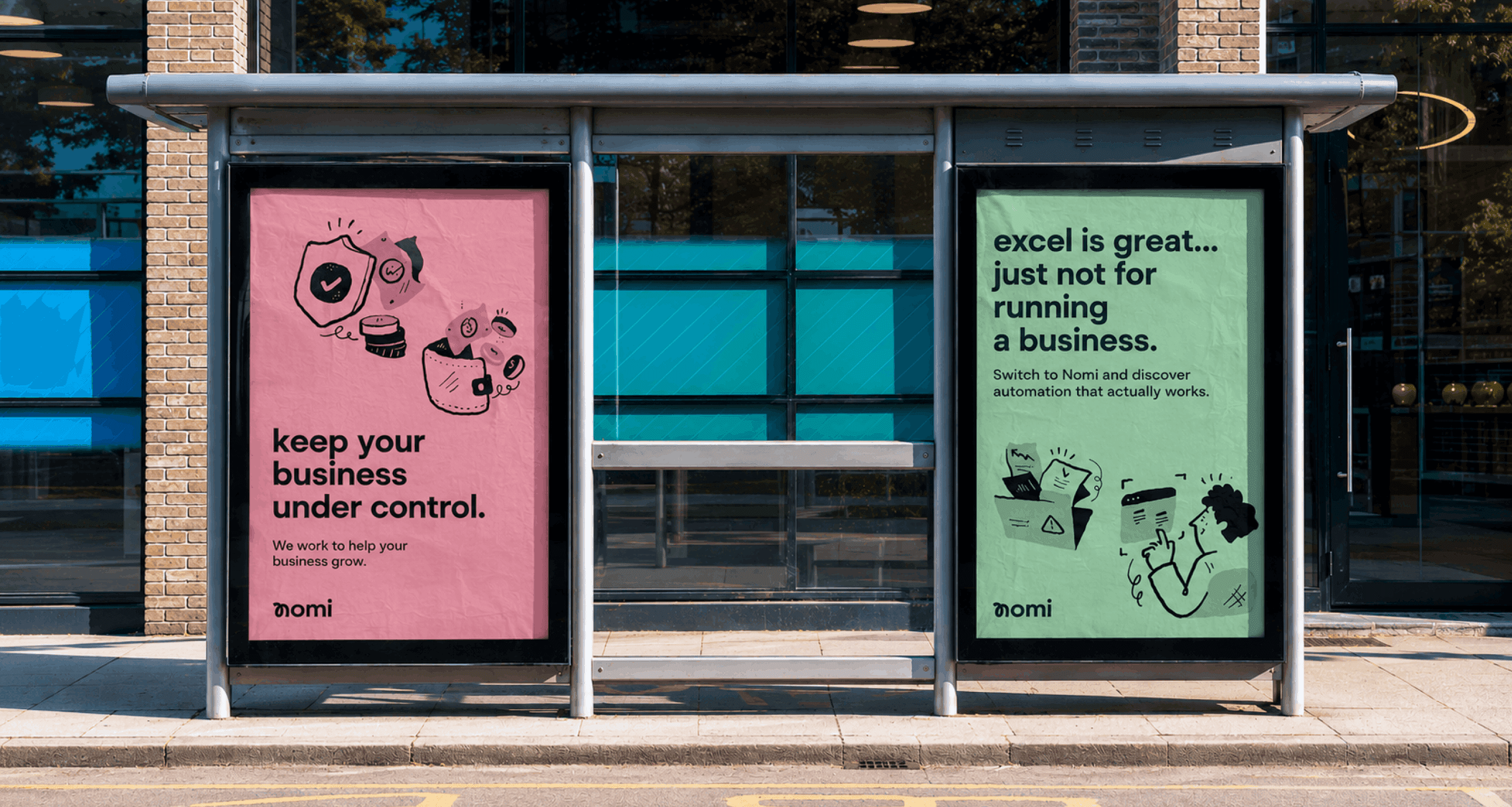 Nomi fintech brand promotional materials