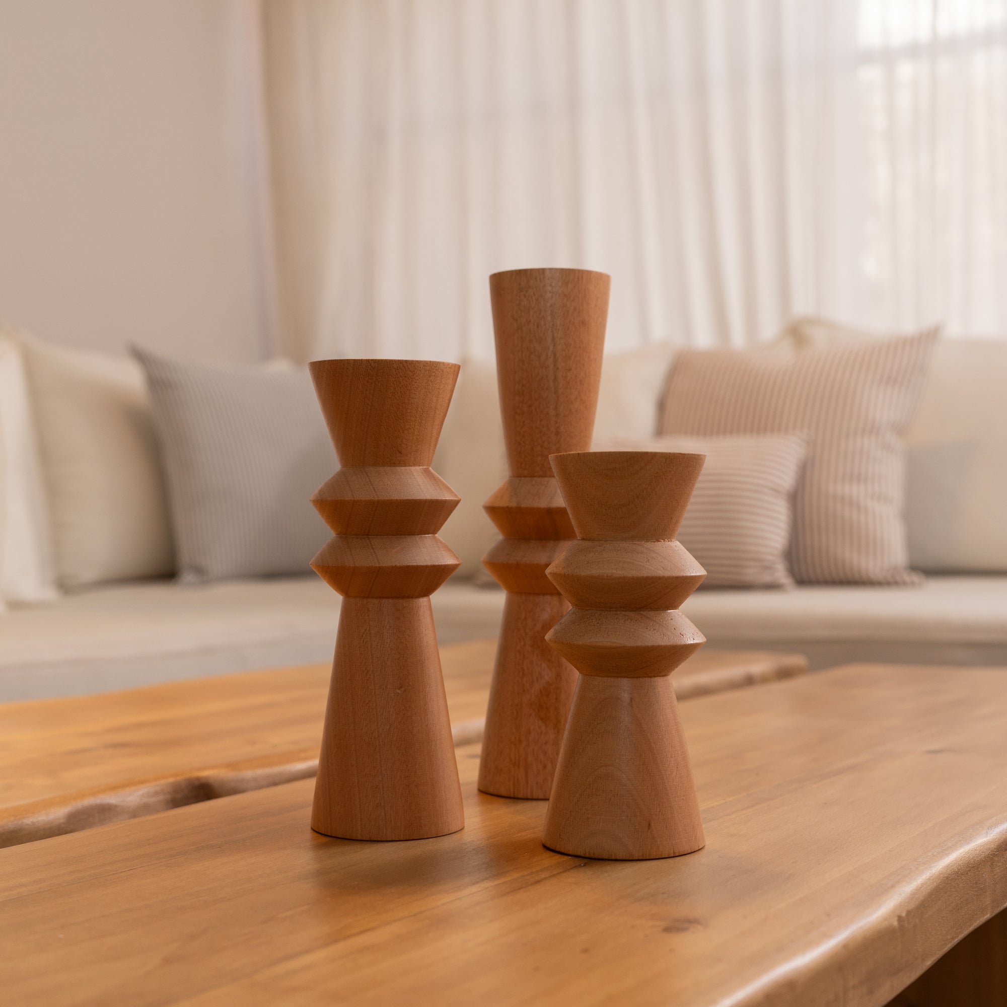 Portavelas SOFIA Wood - Set x3 - Tria Home