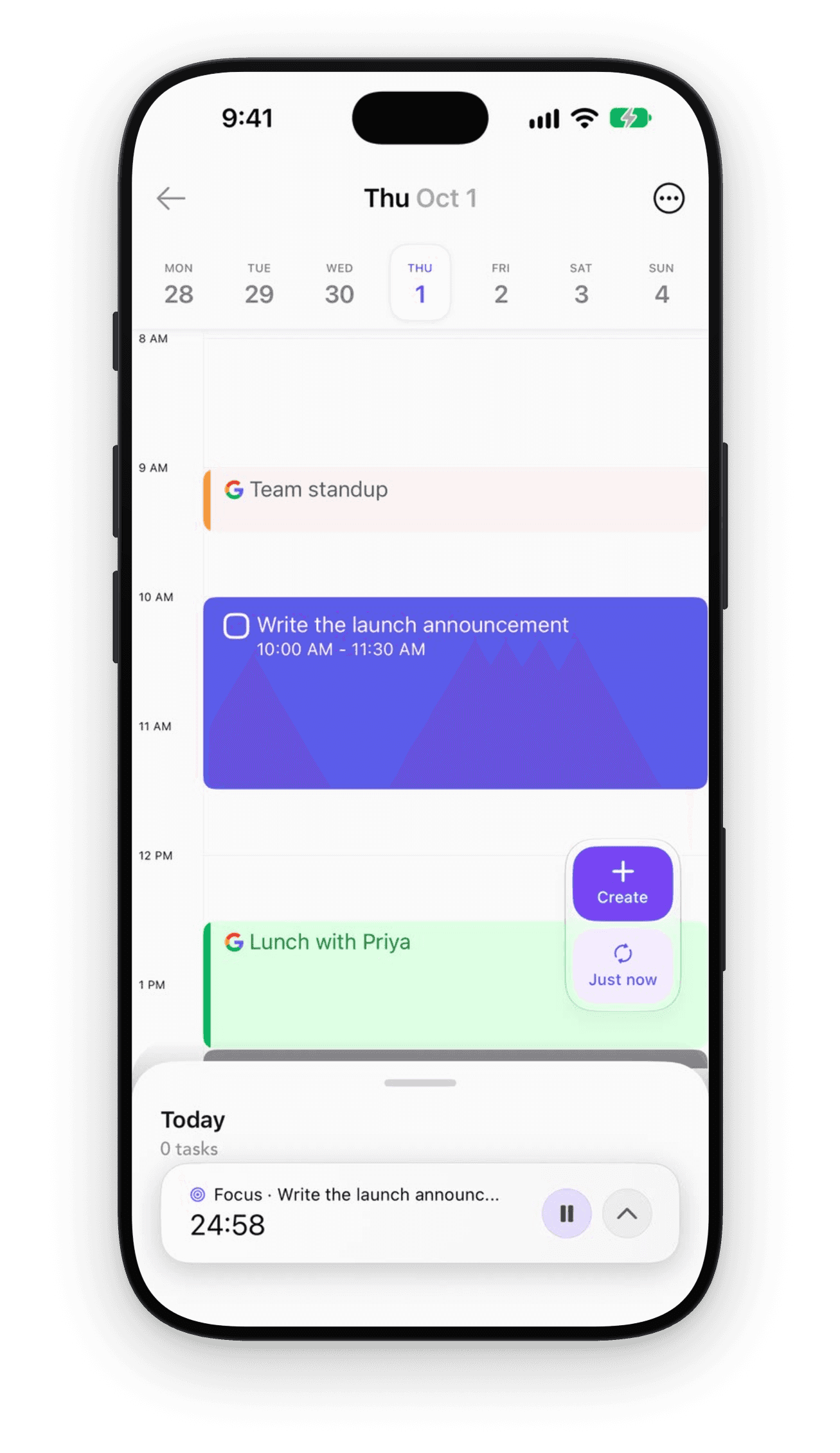 Ellie on iPhone: Thursday’s Timebox with a focus timer running