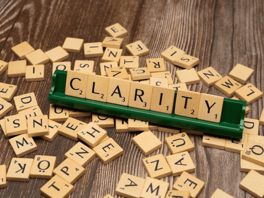 Image showing the word clarity written on wooden boxes like 