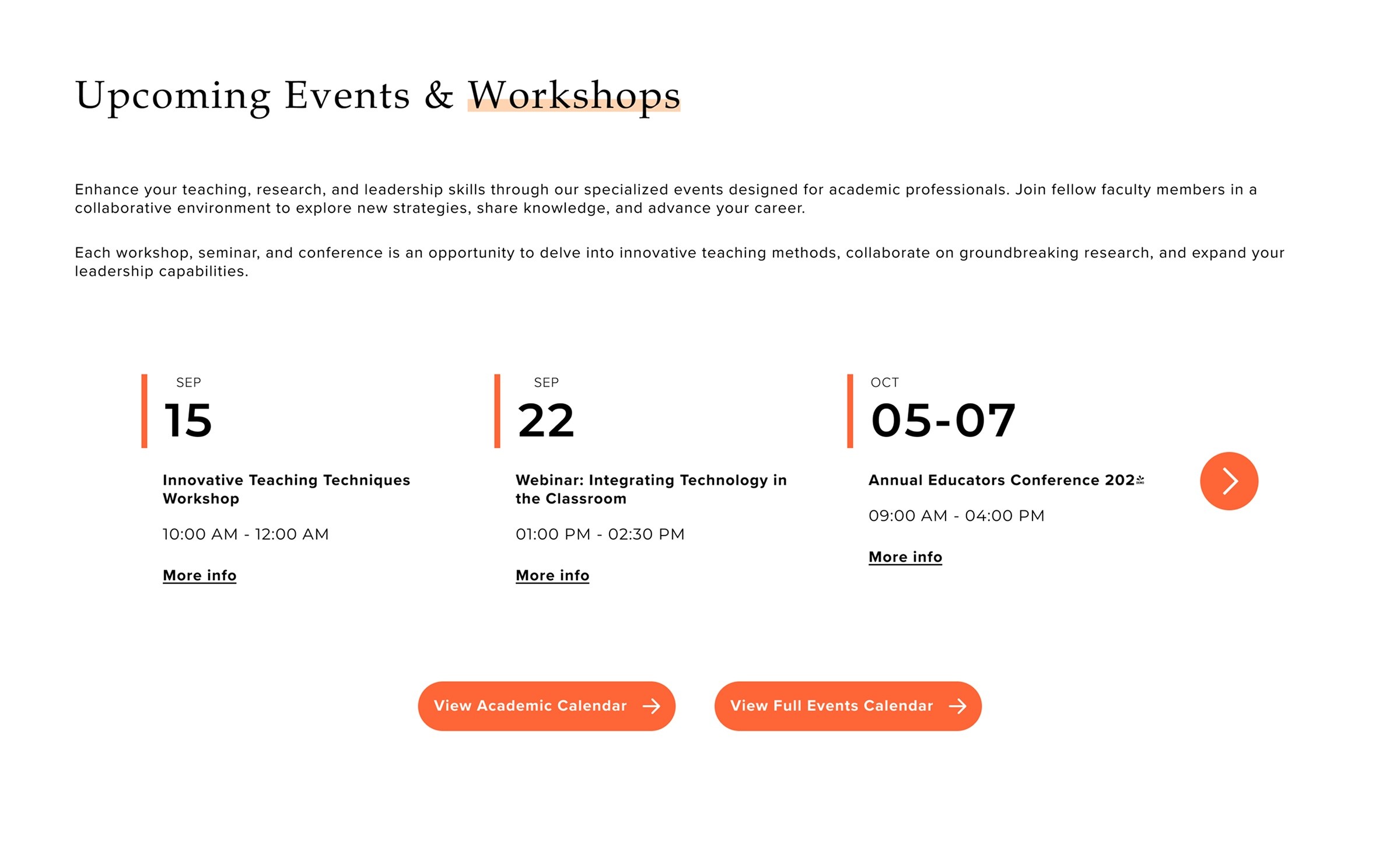 Events section redesgined