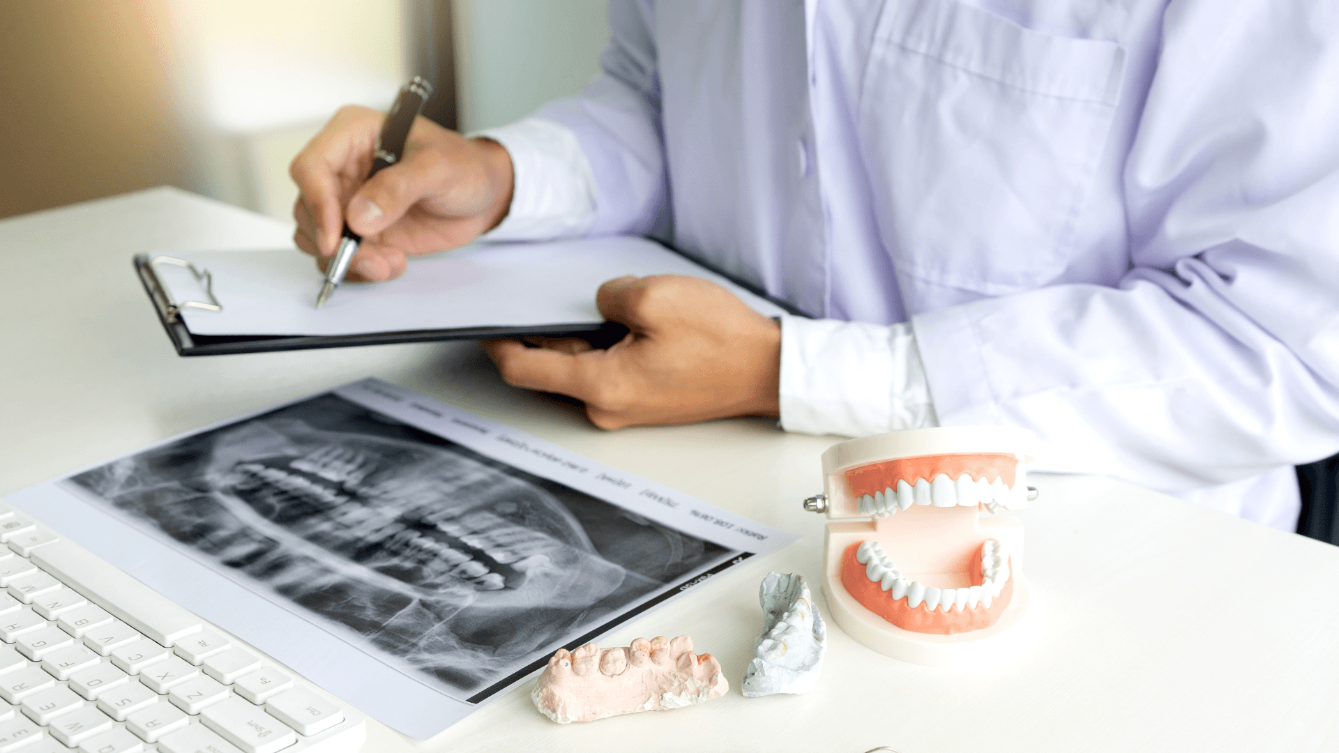 Dental office workstation with secure practice-management software.