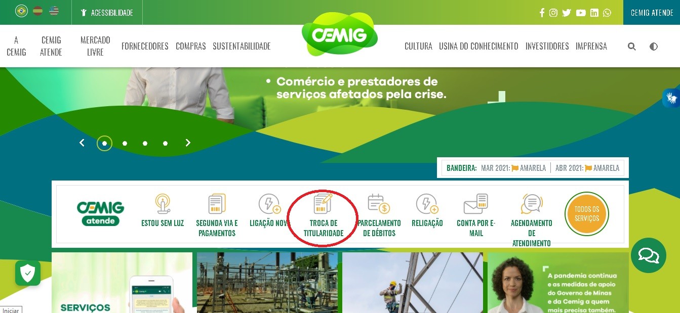 troca titularidade cemig