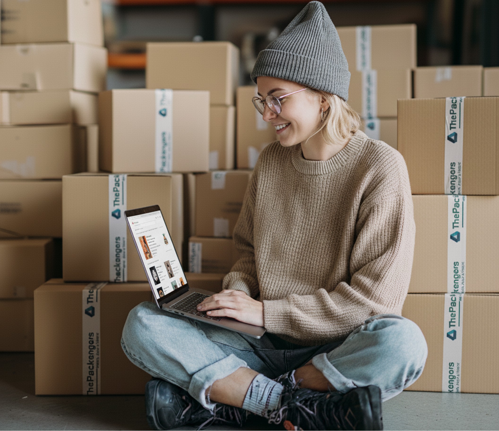 Young woman requesting quote in thepackengers website