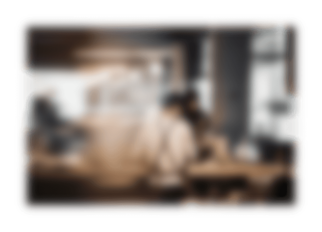 man and woman sitting on chair in front of table