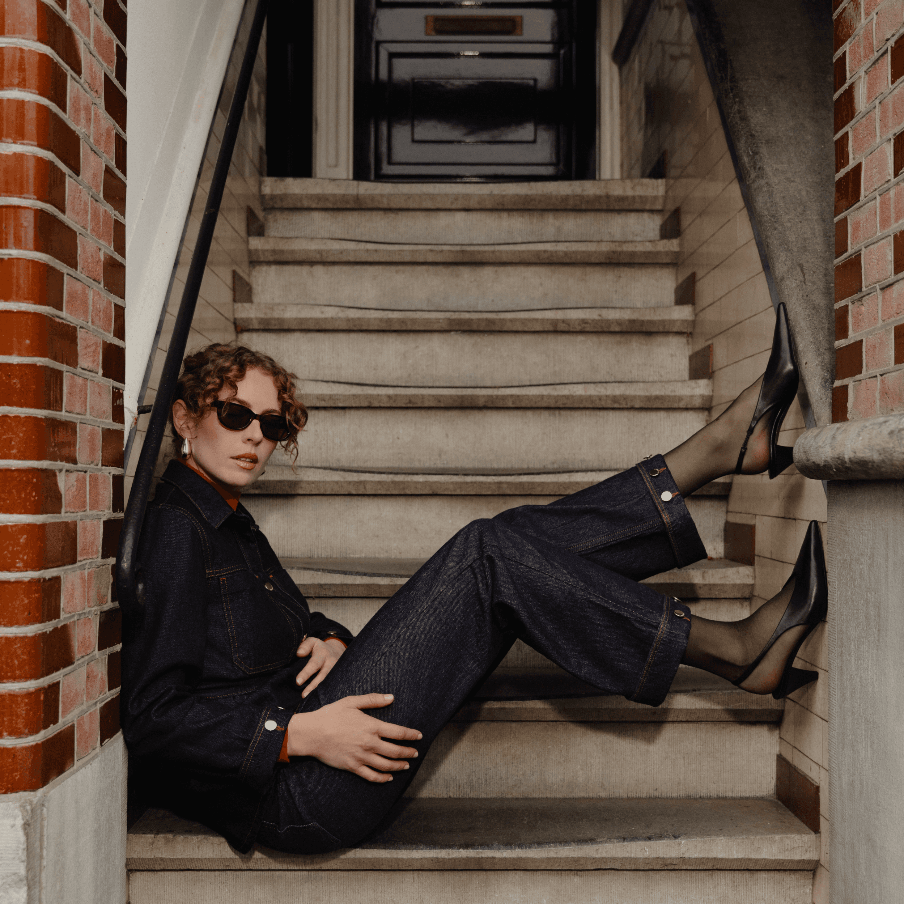 women posing skincare product