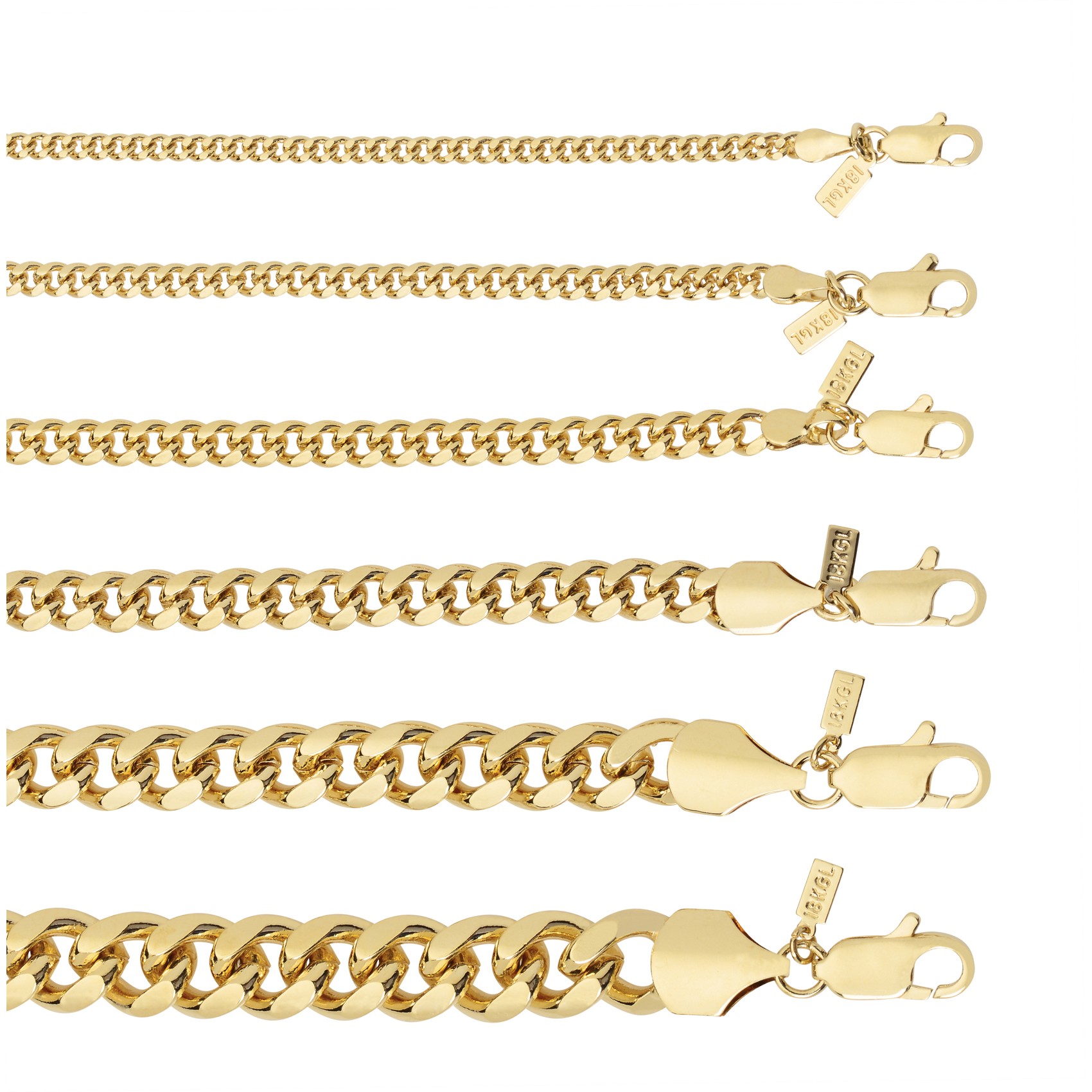 Gold chain bracelets set product photography