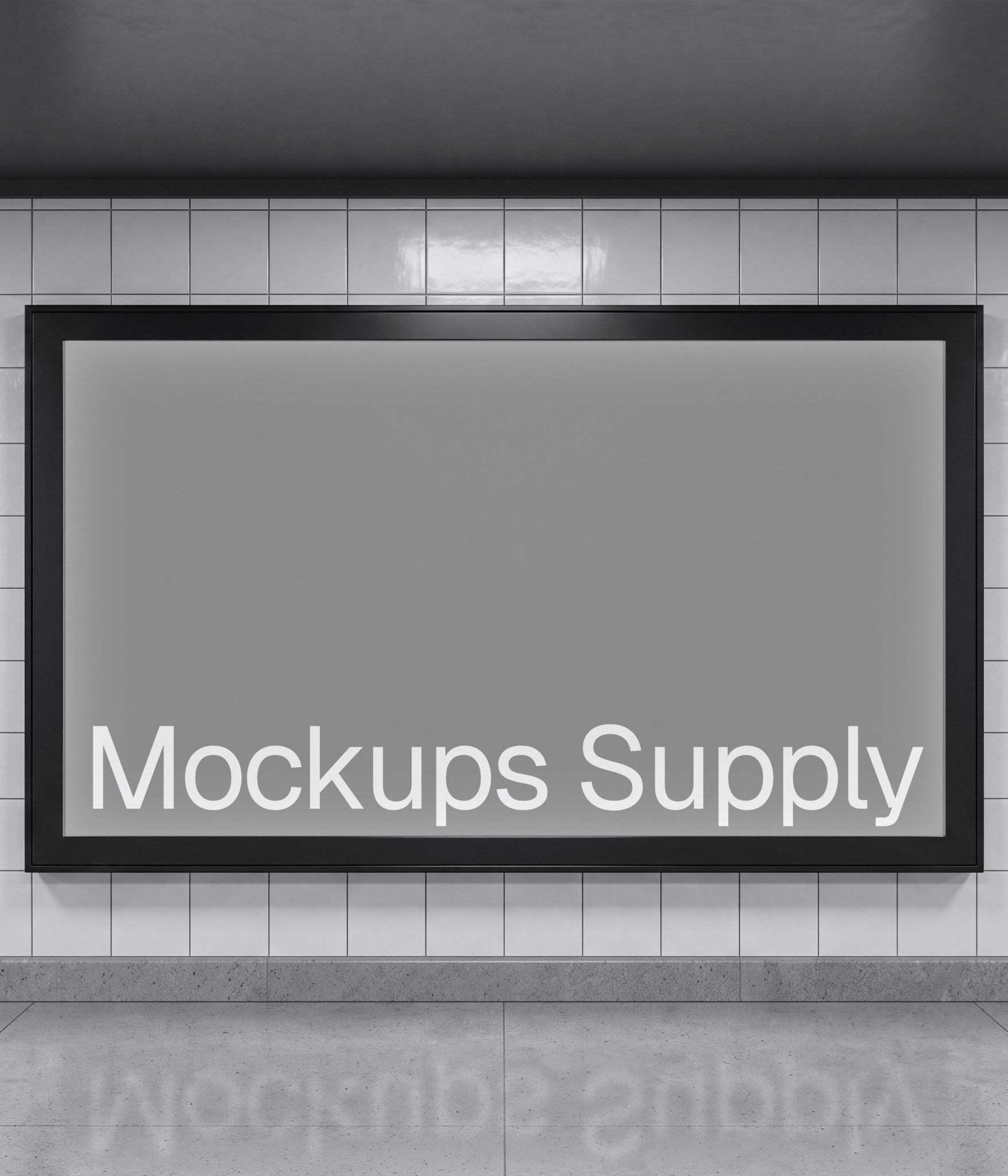 Horizontal Subway Poster Mockup with editable poster design in a realistic underground station