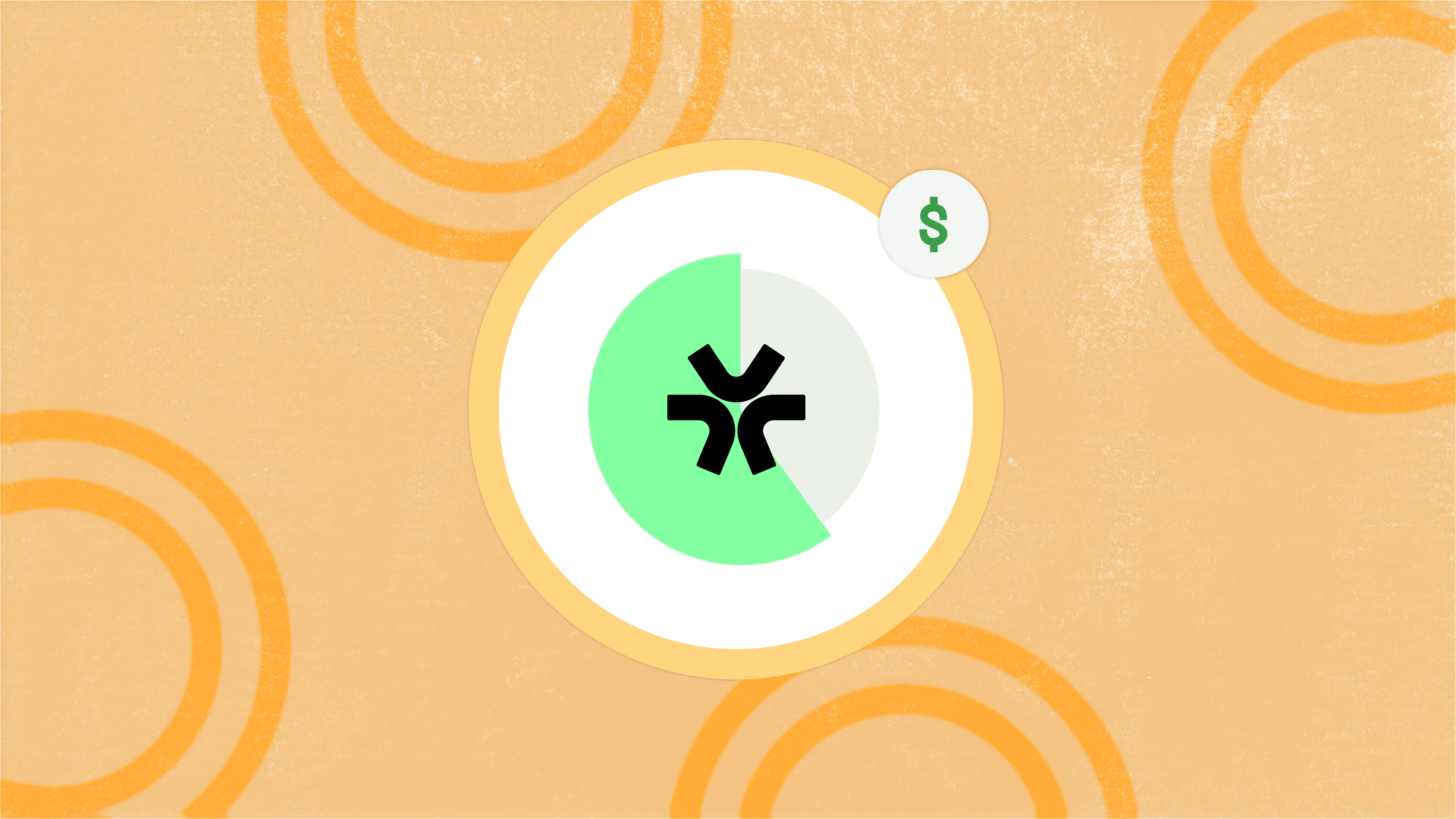 A yellow graphic features a black piggy bank at the bottom-left corner with a dollar sign coin, alongside bold black text reading "Join us today #GetPumped," promoting cost-saving initiatives like cloud cost optimization.