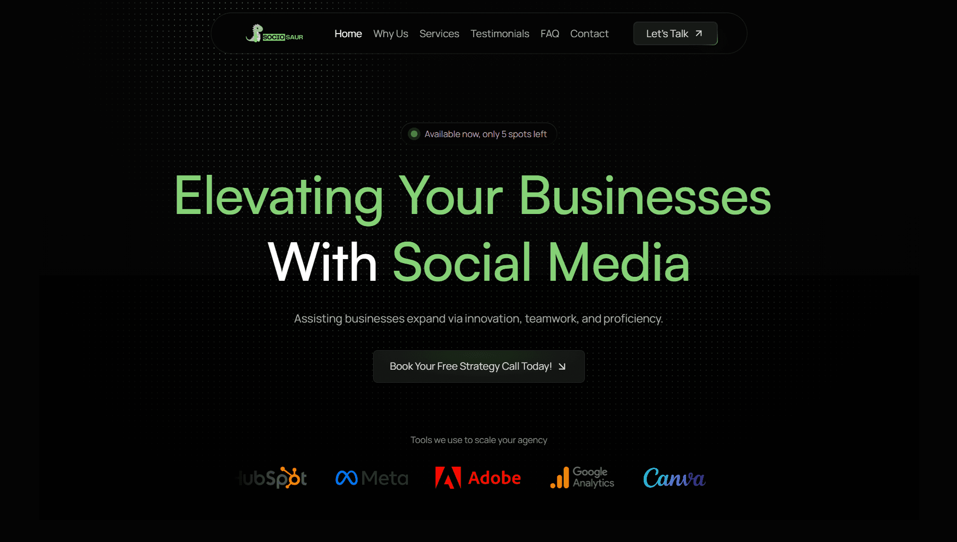 Sociosaur social media growth platform web design by AgencyFlux.