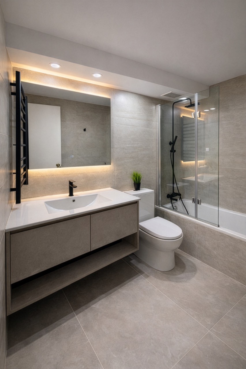 woman holding a phone and man looking at the phone. both are smiling