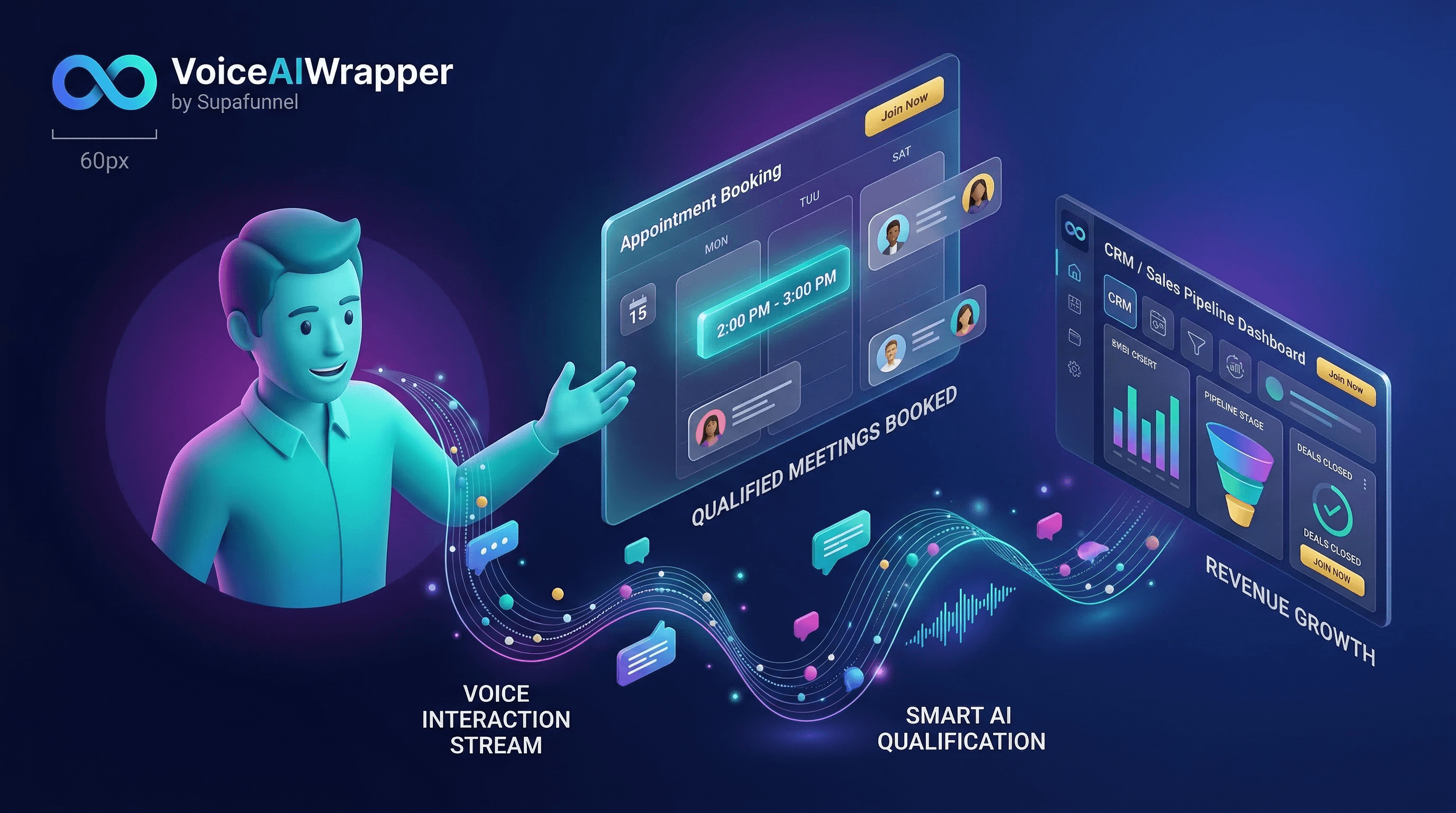 Voice based scheduling assistants hero with white-label AI booking by phone and chat using Vapi, Retell, and ElevenLabs under your agency brand | VoiceAIWrapper.