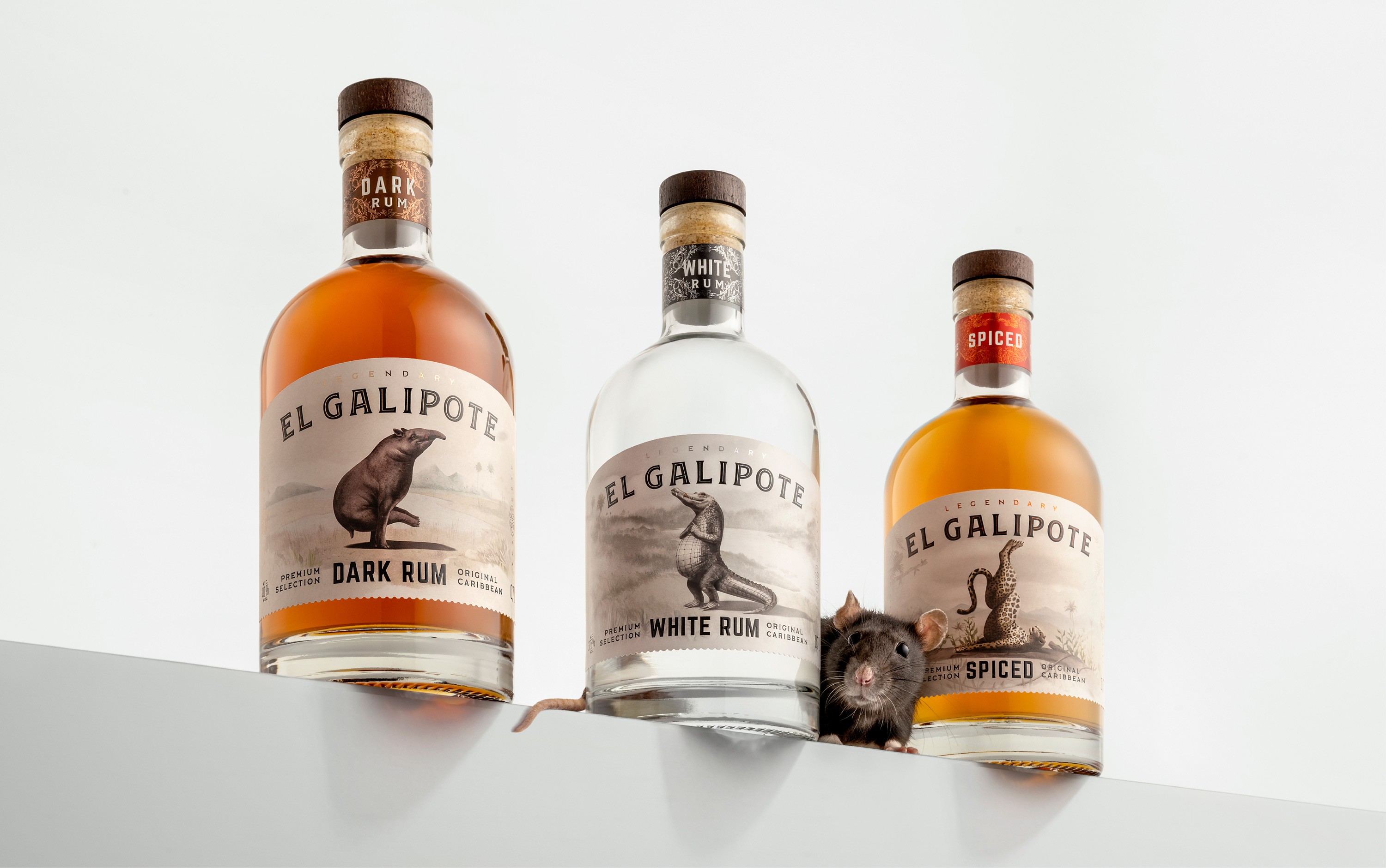 Caribbean rum packaging with illustrated label