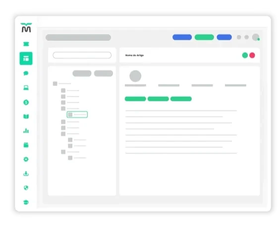 Interface de base de conhecimento Milvus com artigos organizados em árvore de categorias