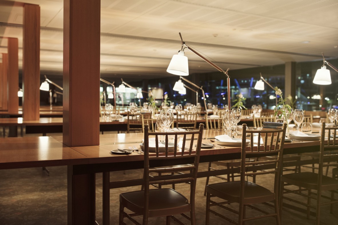Dining set up in the John Oxley Library Reading Room at the State Library of Queensland