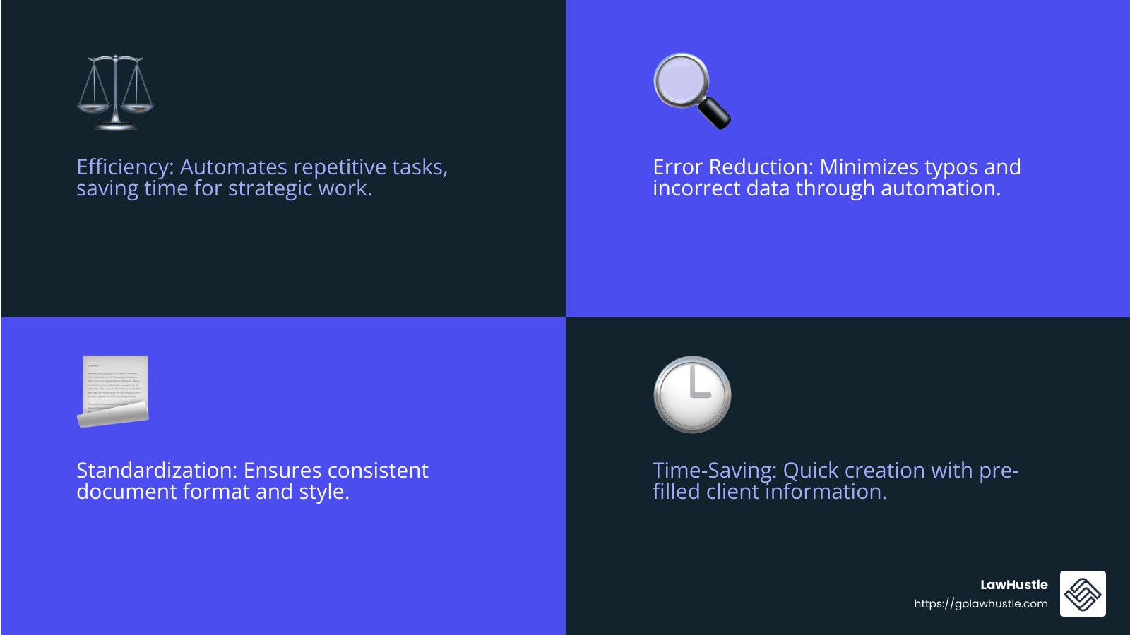 Legal Document Assembly Benefits - legal document assembly infographic 4_facts_emoji_blue