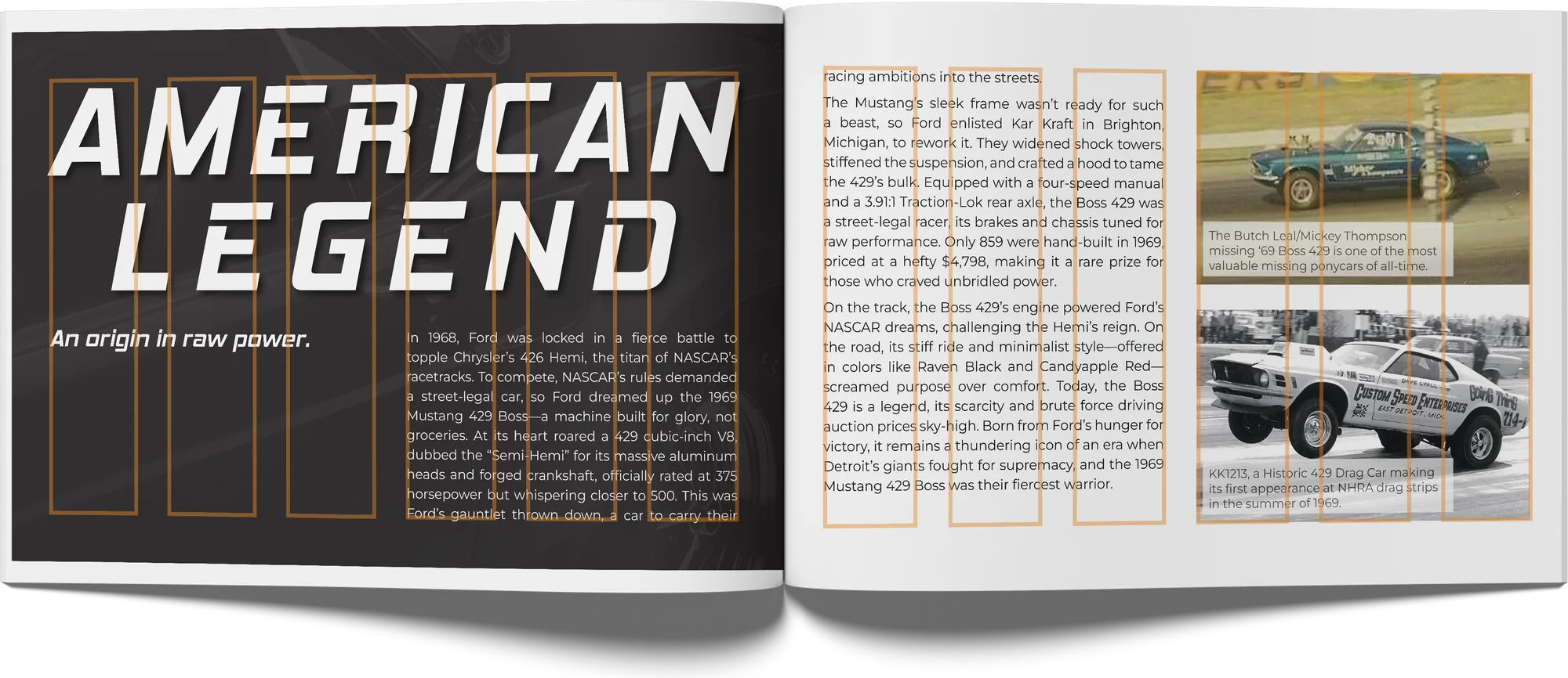 Spread: American Legend, with grid overlay