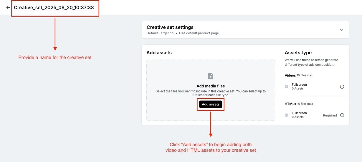 Axon interface - add creative assets