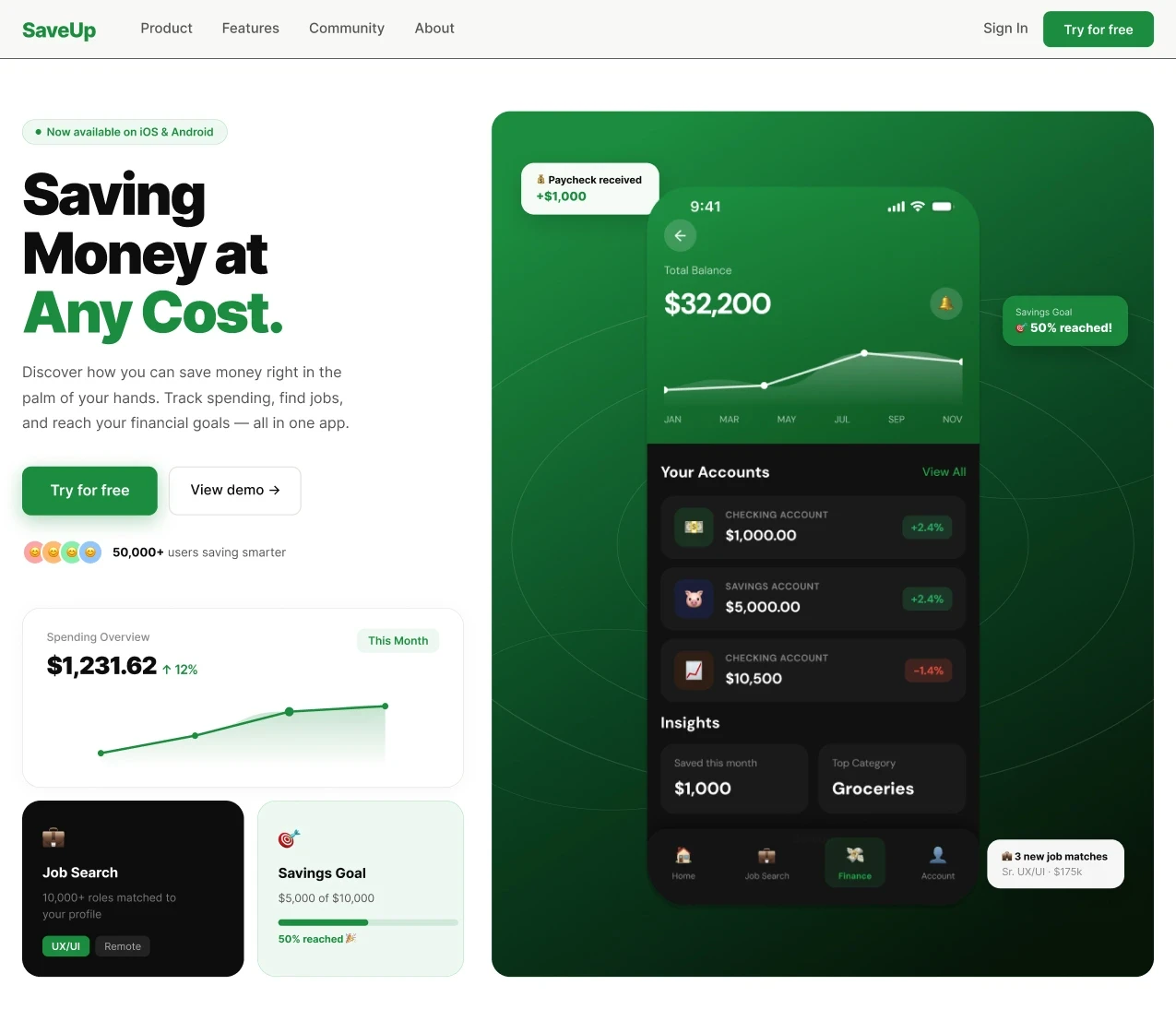 SaveUp Finance Mobile App
