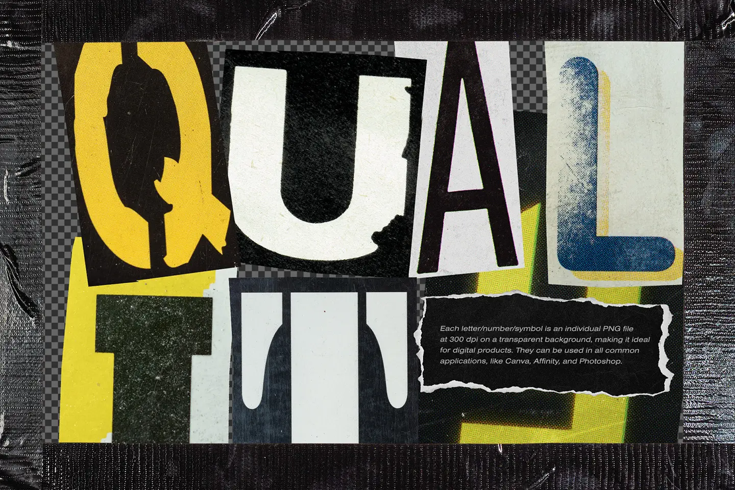 RansomLab high resolution transparent PNG alphabet letters featuring realistic print textures and clean hand-cut edges