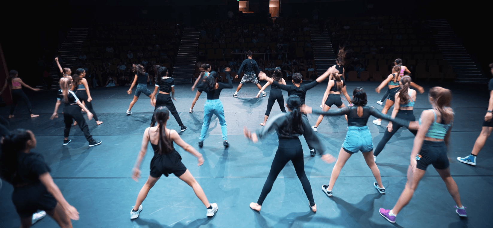 Urdang International Students dancing in the theatre