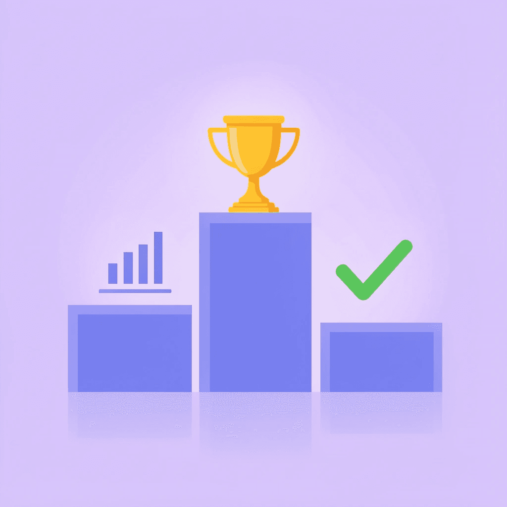 Podium with three steps highlighting top-ranked LangChain alternatives by production readiness