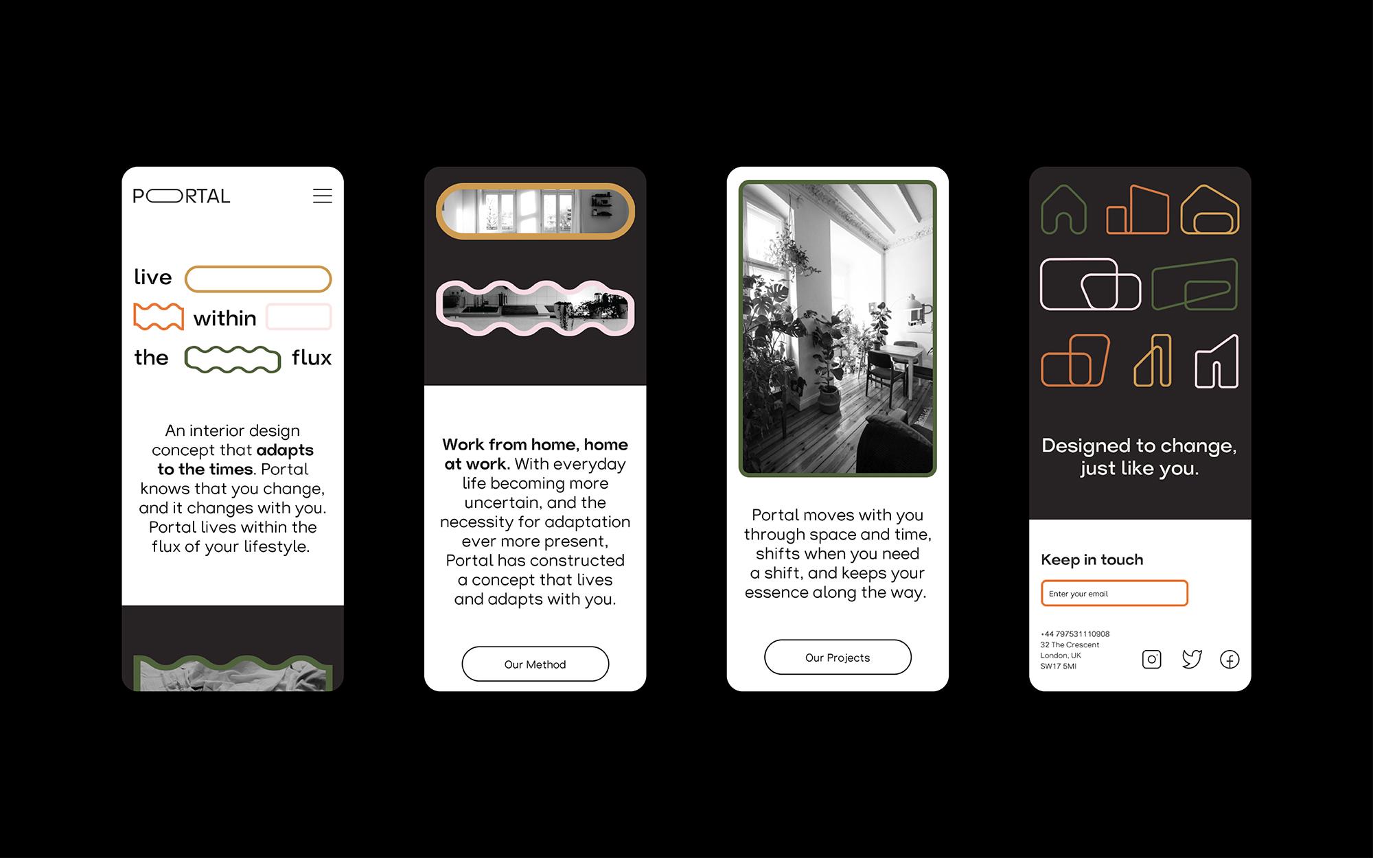 4 app screens for an interior designapp