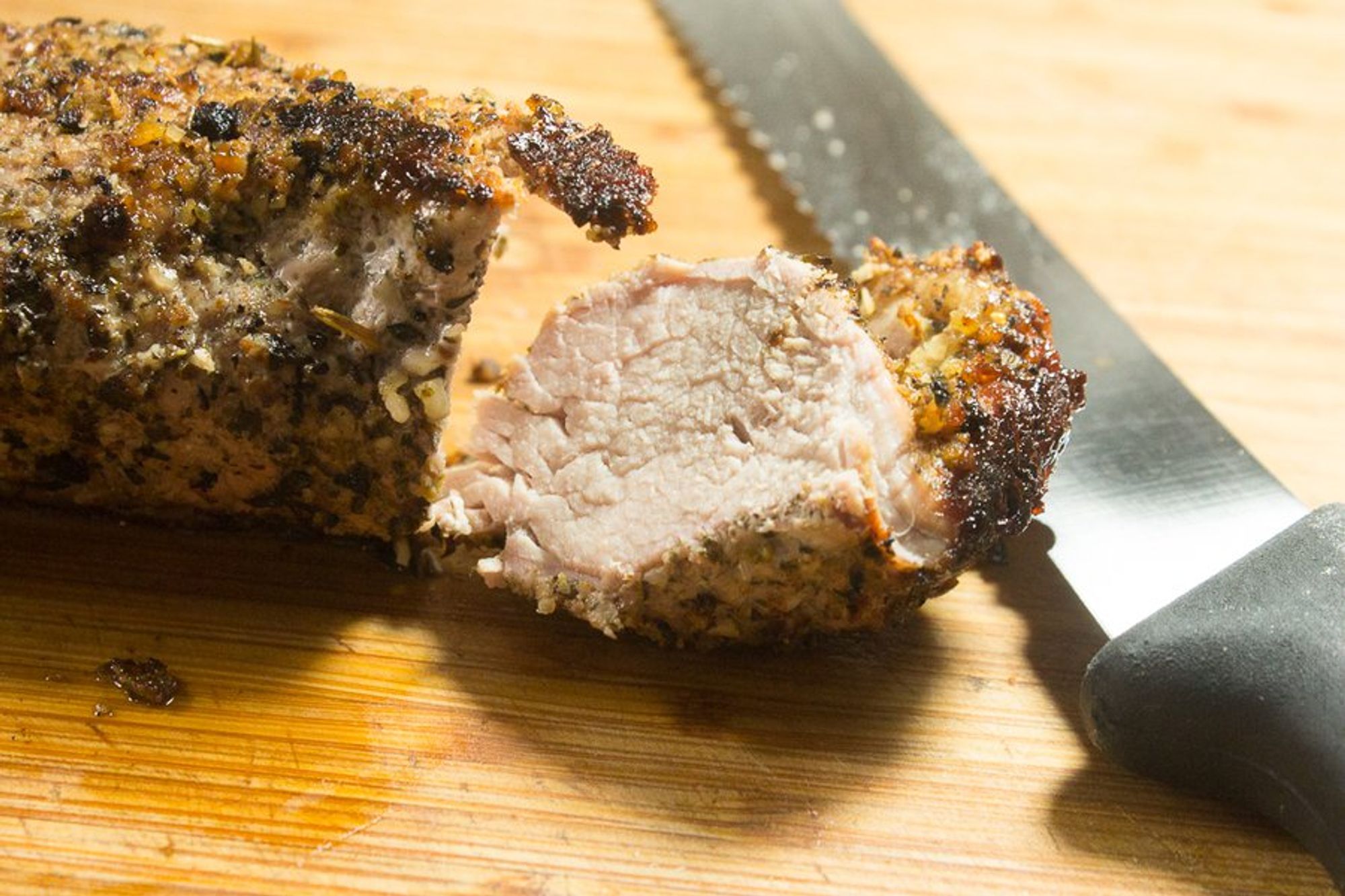 sliced cooked and baked pork tenderloin