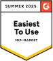 Logo featuring "Easiest To Use" for mid-market, with the text "Spring 2025" at the top.