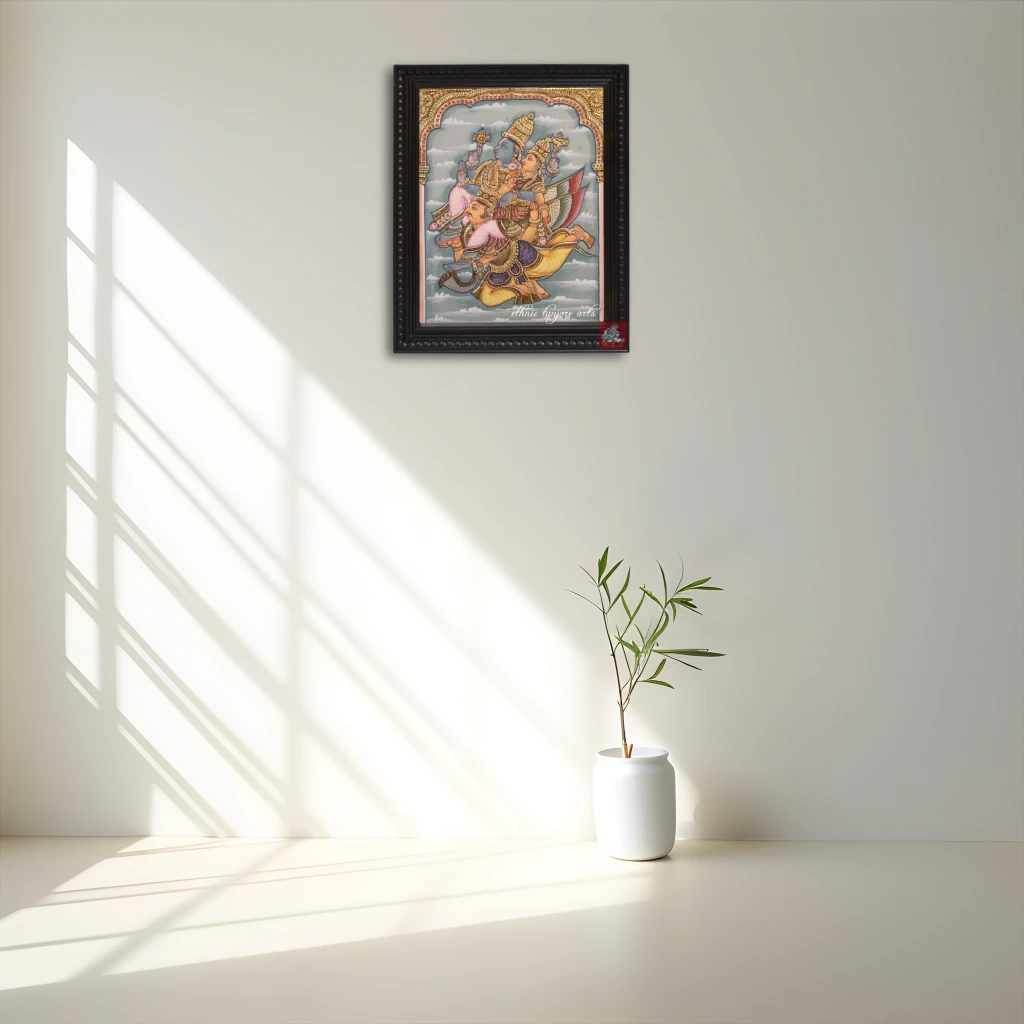 Antique Garuda Sevai Tanjore Painting