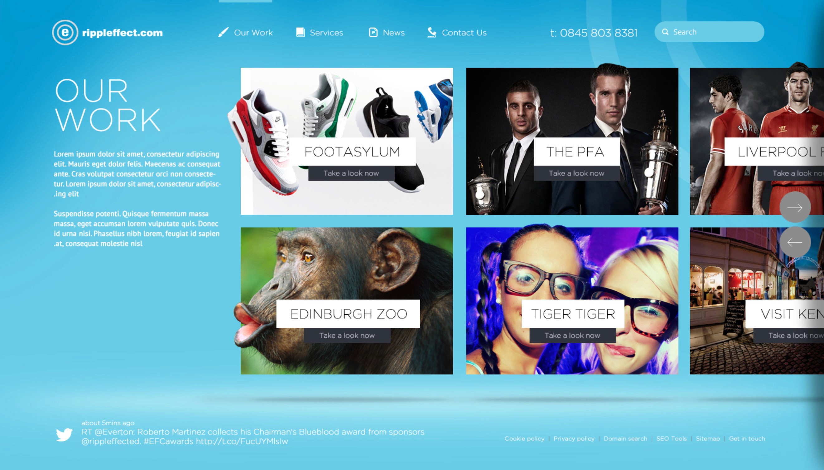 Rippleffect concept design for showing list of case studies