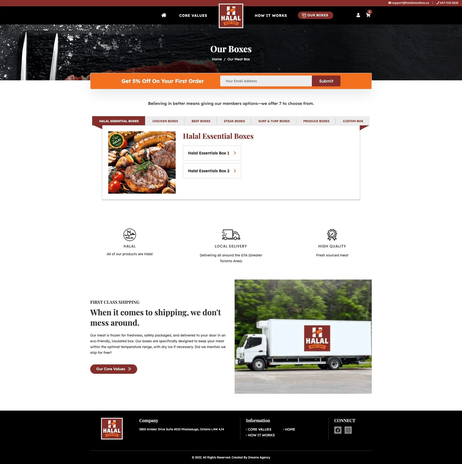 Our-Boxes page for halalmeatbox website developed & designed by Dreams Agency Mississauga, Ontario