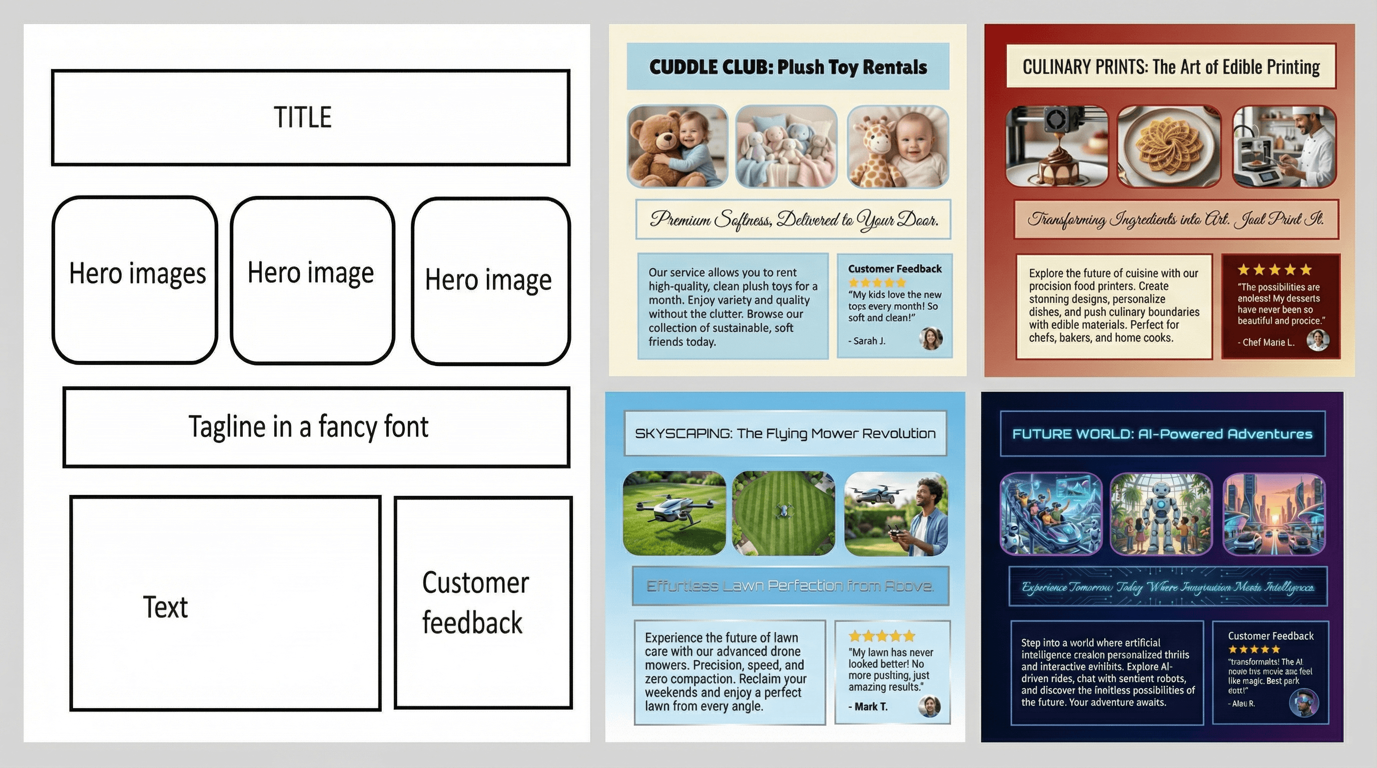 "Create a mock-up for a [product] following these guidelines."
